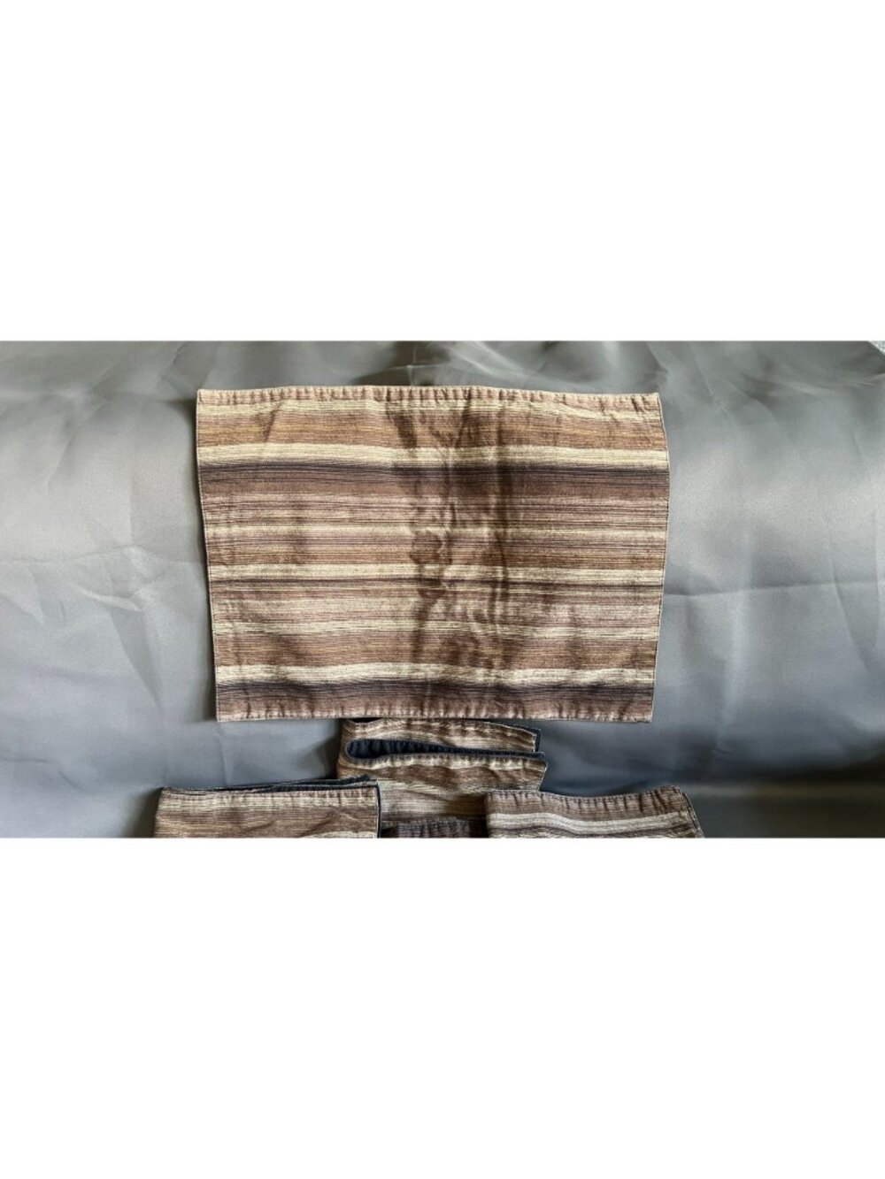 Set Of 8 Brown Striped Fabric Placemats For Dining Table Décor - Picture 2 of 3